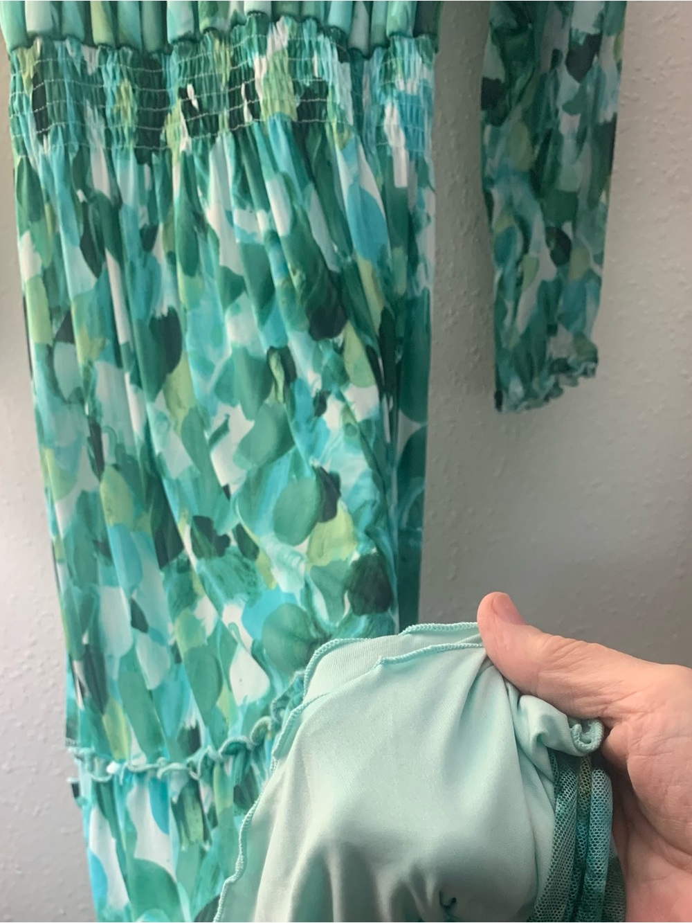 Teal Green Abstract-Print Long Sleeve Maxi Dress - Picture 4 of 4